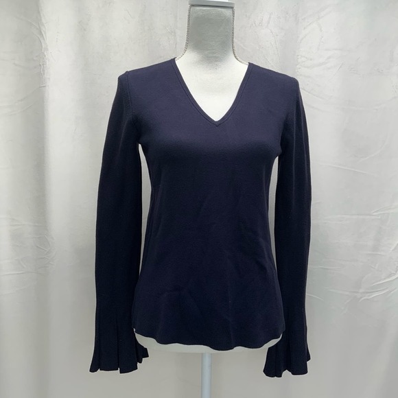 Ann Taylor Tops - Ann Taylor // Blue Flare Sleeve V Neck Sweater, Size S